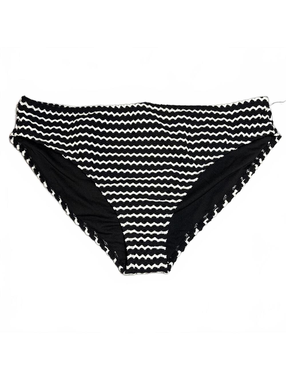 Time Tru Black White Zigzag Swim Bikini Bottom Size 1X NWT Summer